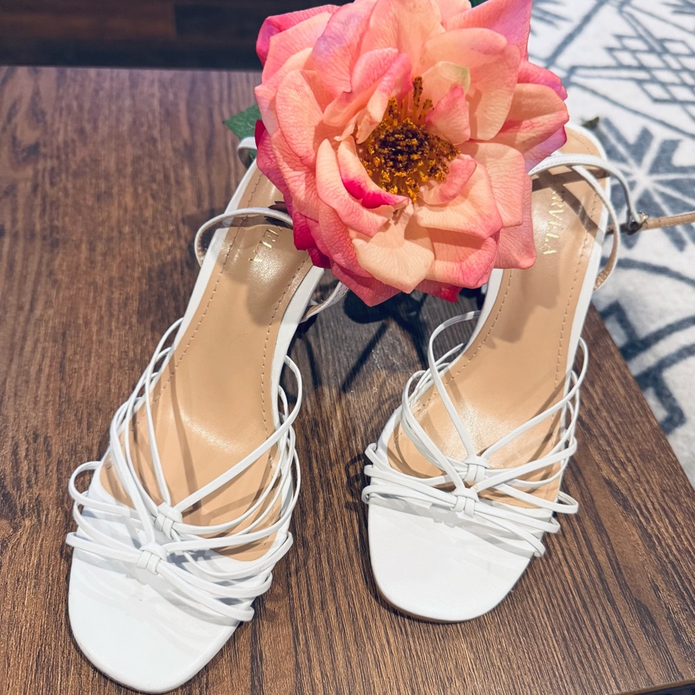 Carvela Strappy White Heels